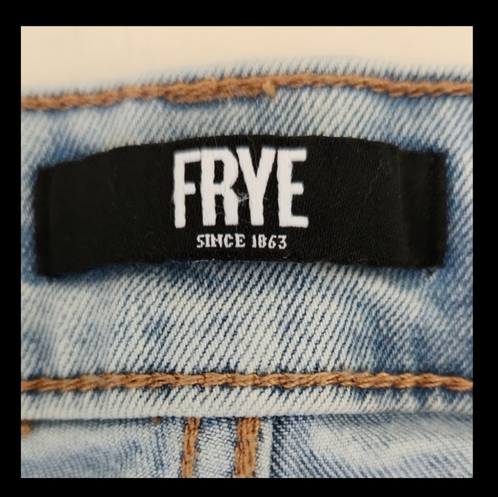 Frye Cropped High-Rise Denim Jeans In Stevie Wash Sz 12 - Picture 9 of 11